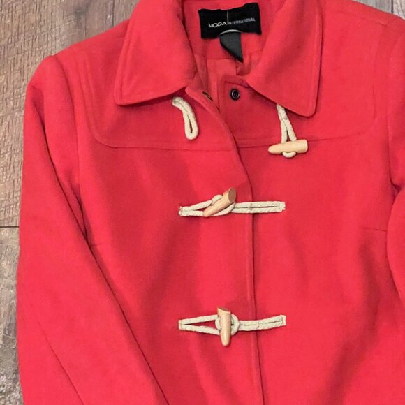 Women's Orange Wool Toggle Coat- L - Picture 2 of 6